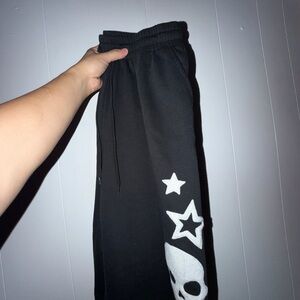Women Black Joggers with Skull and Star Design